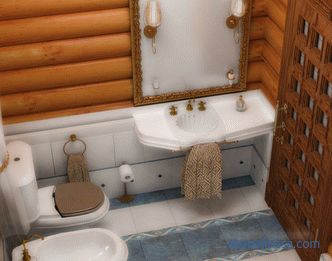 Баня в къщата в дървена къща "до ключ": схеми, хидроизолация, тоалетна